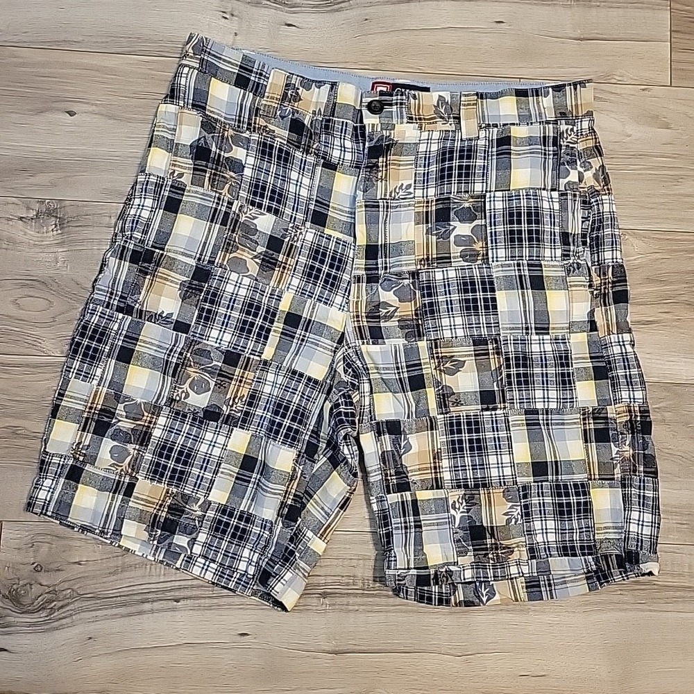 Chaps‎ Patchwork Plaid Chino Shorts Mens 33 Preppy Plaid Summer 9" Inseam